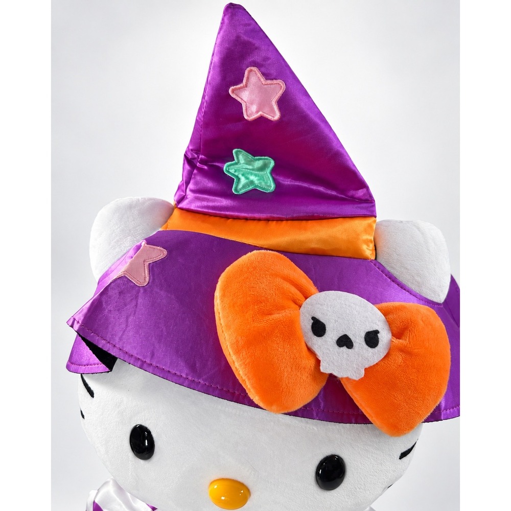 Hello Kitty Halloween Witch Greeter 23 in Purple Stripe Plush Gemmy NWT - Picture 2 of 9